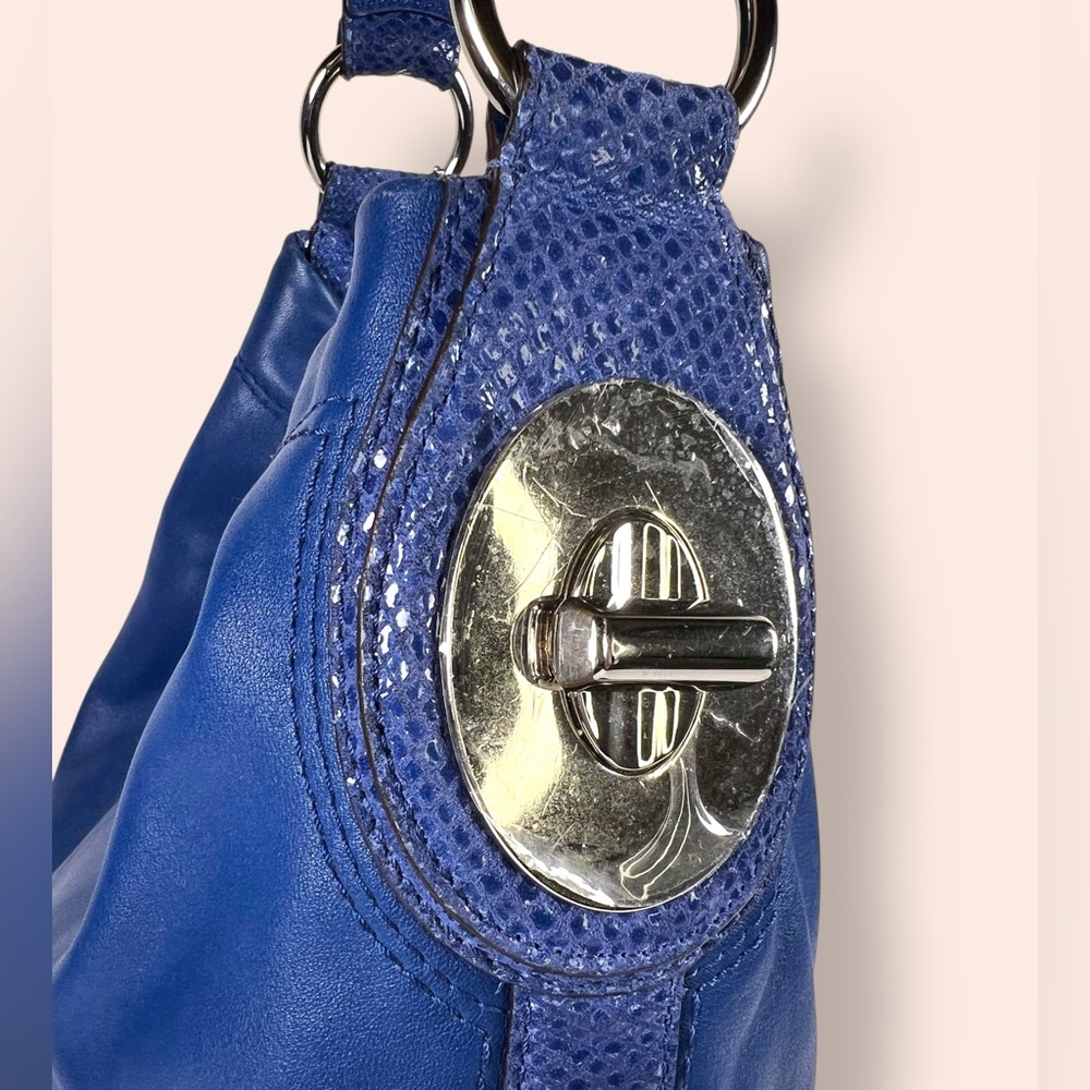 COACH Penelope Cobalt Blue Embossed Snake Hobo Bag, F16535 - Picture 4 of 14